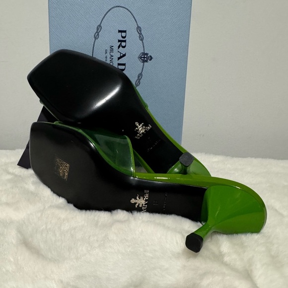 Prada Vibrant Green Heeled Mules - Picture 6 of 9